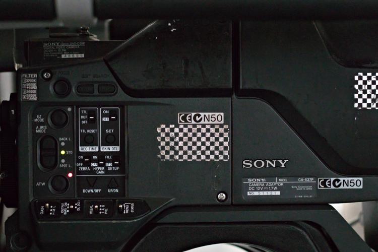Close-up of the side operating panel of a sony DXC-D30P digital video camera